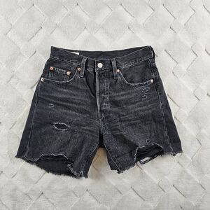 Levi's 501 Distressed Black Denim Cutoff Shorts